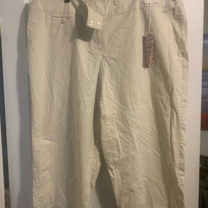Avenue Size 24 Perfect Poplin Cream Chinos Lightweight Cotton Blend